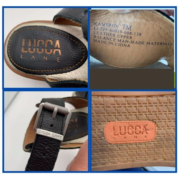 Lucca Lane Kameron Sandals Open Toe Ankle Strap Black Leather Women's Size US 7M - Picture 11 of 11